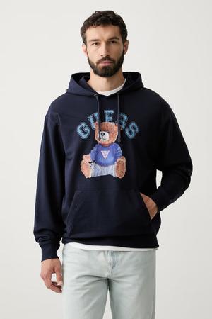 Guess bluza z kapturem męska z bawełną