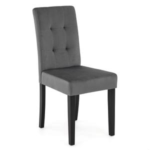 Krzesło tapicerowane drewniane MY8683 szary welur nogi czarne | OUTLET