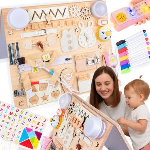 TABLICA MANIPULACYJNA MONTESSORI SENSORYCZNA DUŻA DREWNIANA DZIEŃ DZIECKA