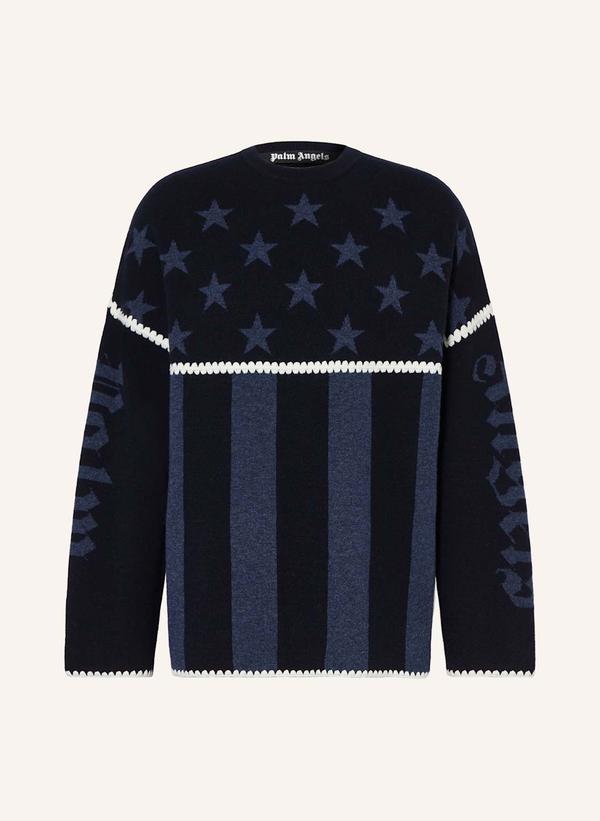Palm Angels Sweter Stars & Stripes blau