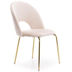 Krzesło Glamour KC-903-2 beż welur, nogi złoty chrom