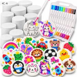 MAGICZNE Gąbki dla Dzieci DIY 50szt Papierki 3 Flamastry Markery Zestaw