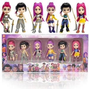 Figurki z bajki Demon Hunters zestaw 6 sztuk plastikowych k pop Łowczynie