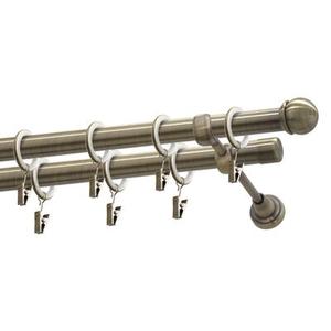 Karnisz podwójny 19/19 mm Pluton mosiądz antyczny 160 cm