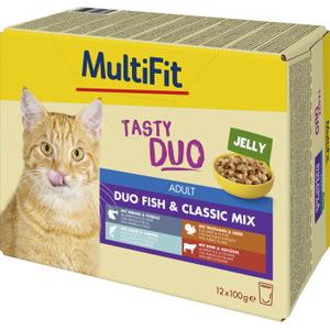MultiFit mokra karma dla kota Tasty Duo Adult Duo Fish & Classic Jelly Mix Multipack 12x100 g