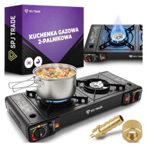 KUCHENKA GAZOWA 2-PALNIKOWA PRZENOŚNA TURYSTYCZNA ADAPTER DWA PALNIKI 2500W