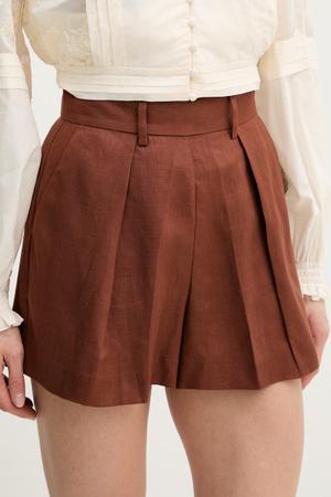Silvian Heach szorty eleganckie damskie lniane POSANE
