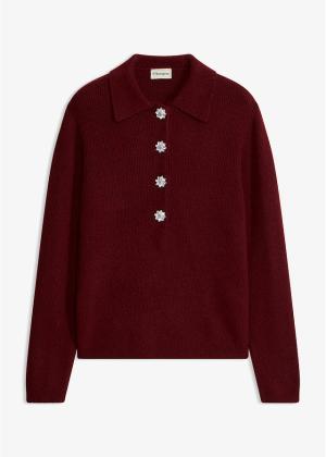 Sweter z kołnierzykiem polo z domieszką wełny