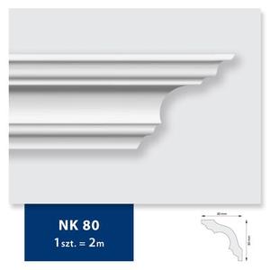 Listwa sufitowa z polistyrenu NK 80, 2 sztuki 200 x 8 x 8 cm biały DMS