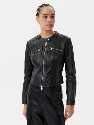 PINKO Kurtka skórzana Borderline Biker 104914 A2HT Czarny Regular Fit