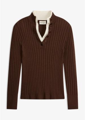 Sweter z prążkowanej tkaniny wiskozowej, 2 w 1