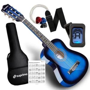 GITARA KLASYCZNA 1/4 DLA DZIECI DO NAUKI ZESTAW KOMPLETNY TUNER AKORDY