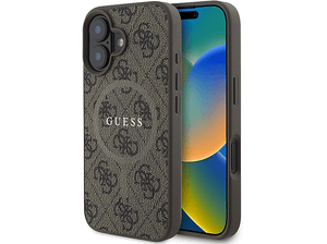 Etui GUESS Hardcase 4G Magsafe do iPhone 16 6,1 cala Brązowy