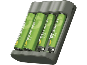 Ładowarka akumulatorów NiMH GP B441 + 2 akumulatory AA 1300 mAh AAA 650 Szary
