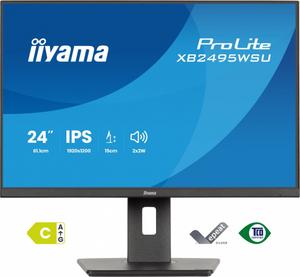 IIYAMA Monitor 24 cale XB2495WSU-B1 IPS,16:10,350cd,4ms,HDMI, 100Hz,1500:1, 4xUSB,2x2W,HAS150 (PIVOT)