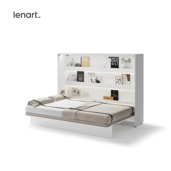 Półkotapczan poziomy BC-04 Bed Concept 140x200 cm 140x200 cm | Biały | składany | funkcjonalny | oszczędność przestrzeni