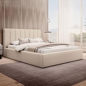 Łóżko tapicerowane z pojemnikiem SFG0116B | 120x200 | Boucle | Beż | OUTLET