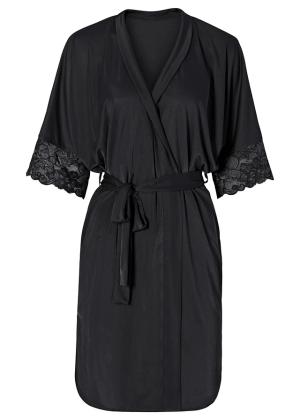 Satynowe kimono z koronką