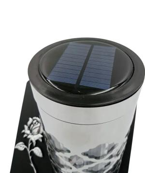 Znicz Solarny Duży Lampion Srebrny Metalowy Fotowoltaiczny 23cm SrebrnaRóża