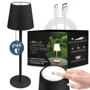 Lampa Nocna Lampka Stołowa Biurkowa LED USB Dotykowa Bezprzewodowa Czarna