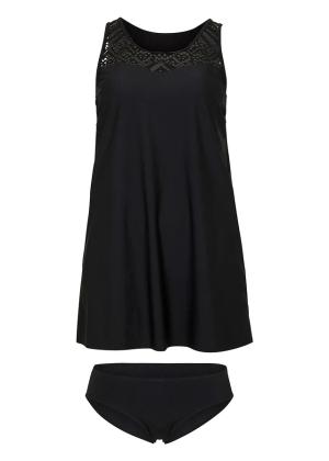 Długie tankini z koronką (2 części), z szybko schnącego materiału