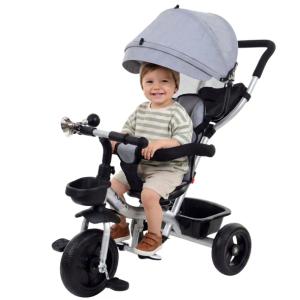 Rowerek trójkołowy spacerowy z trąbką dla dzieci Funfit Kids Twist szary