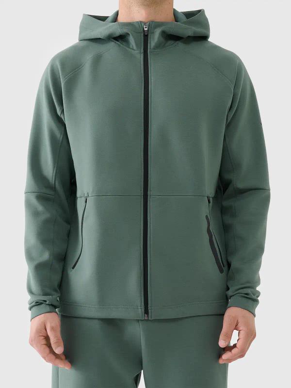 4F bluza męska z kapturem bawełniana 4FWAW25TSWSM1865 zielony (L)