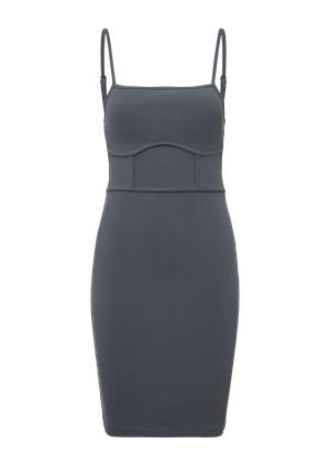 Elastyczna sukienka na ramiączkach z detalami szwów | QS x Vanessa Mai