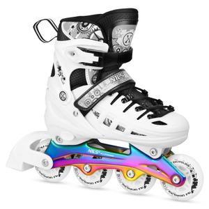 NH10905 4w1 ŁYŻWOROLKI LED BIAŁE Z WYMIENNĄ PŁOZĄ HOKEJOWĄ RAINBOW NILS EXTREME białe (31-34)