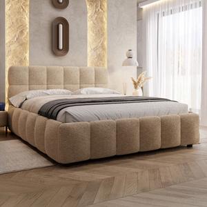 Łóżko tapicerowane z pojemnikiem 4583G | 140x200 | Boucle | Beż #8 | OUTLET