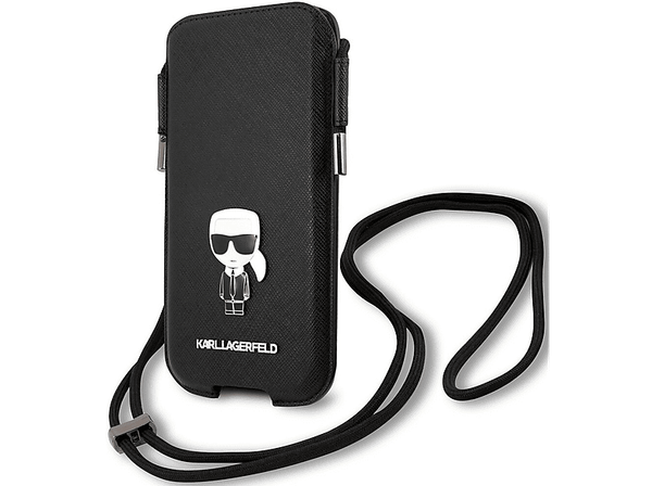 Torebka na telefon KARL LAGERFELD 6.1 cali Hardcase Saffiano Czarny KLHCP12MOPHKMK