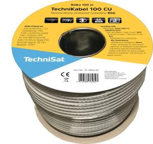 Kabel Antenowy Koncentryczny TechniSat RG6 Cu Miedź 100m