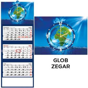KALENDARZ TRÓJDZIELNY ŚCIENNY 2027 DUŻA CZCIONKA ZEGAR BATERIA ZIEMIA GLOB