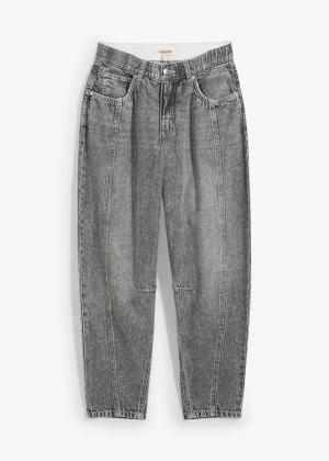 Jeansy barrel, mid waist, cropped