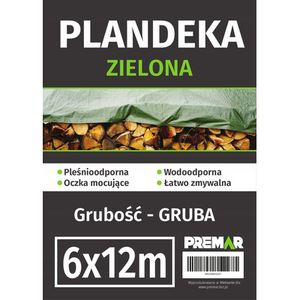 Plandeka 6 x 12 m gruba zielona