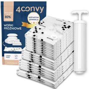 4CONVY Worki próżniowe na pościel ubrania odzież kołdry 19szt POMPKA ZESTAW
