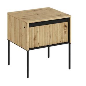 Szafka nocna frezowana TREND 10 | Dąb artisan, czarne nogi | SZYBKA WYSŁKA