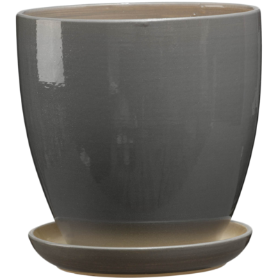 Doniczka ceramiczna z podstawką klasyczna 15 x 14 cm czarny mat symbol 946