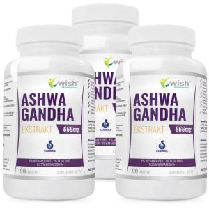 ASHWAGANDHA 666 mg MOCNA NA Stres Zmęczenie 9% WITHANOLIDES 270 tabletek