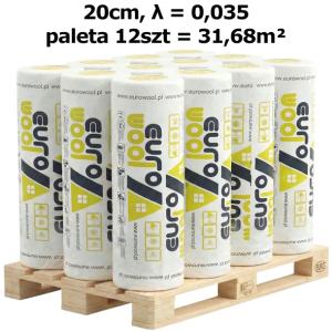 WEŁNA MINERALNA EUROWOOL M17 EURO 0,035 20CM PALETA ATESTOWANA MATA SZKLANA