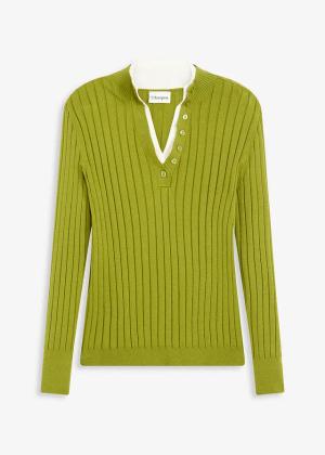 Sweter z prążkowanej tkaniny wiskozowej, 2 w 1