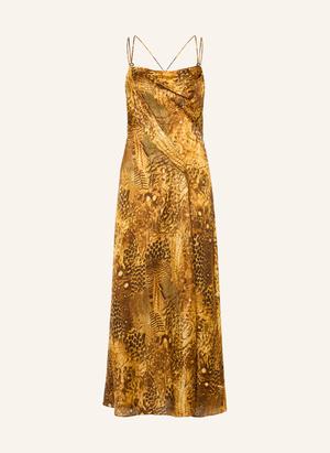 Allsaints Satynowa Sukienka Claire Z Jedwabiem gold