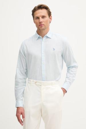 U.S. Polo Assn. koszula męska z bawełną LINEN BLEND LS