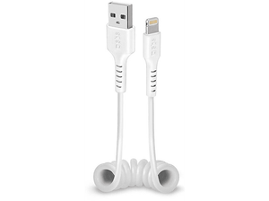 Kabel SBS USB-A - Lightning Spiralny Biały