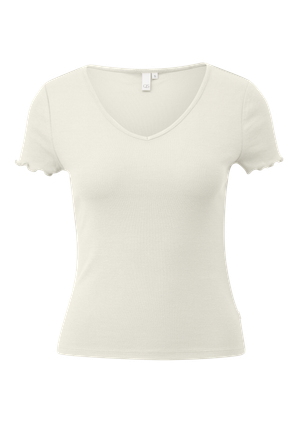 T-shirt o dopasowanym kroju wykonany z prążkowanego materiału