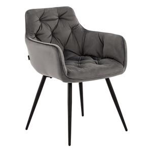 Krzesło tapicerowane DC-0084-3 Szary welur | Nogi czarne | OUTLET