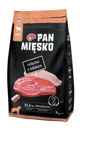 Pan Mięsko Karma sucha dla psa cielęcina z indykiem chrupki M 9kg