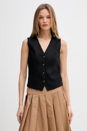Tommy Hilfiger kamizelka jednorzędowa damska z lnem