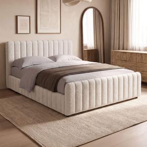 Łóżko tapicerowane z pojemnikiem SFG0167 | 160x200 | Boucle | Beż #33