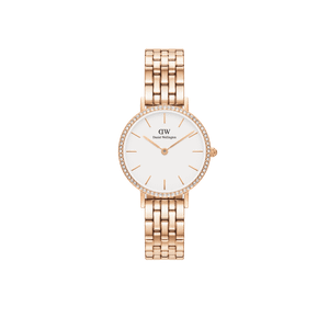 Daniel Wellington DW Watch Petite Lumine Bezel 5-Link Melrose 28mm Rose Gold
